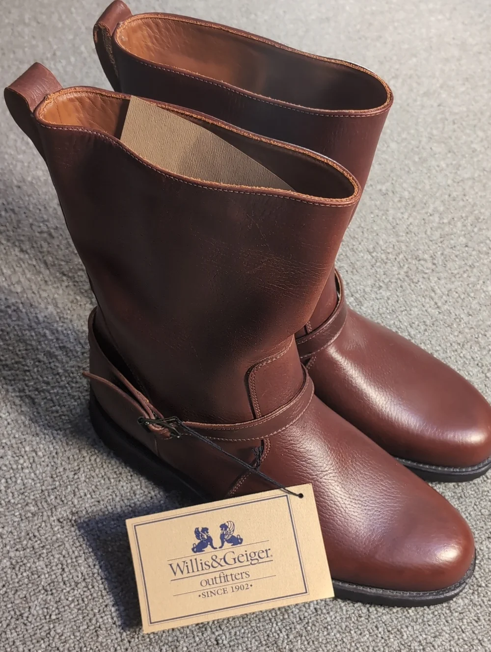 VTG Deadstock Willis & Geiger Leather Ankle Strap Safari Field Boots Canada 11.5